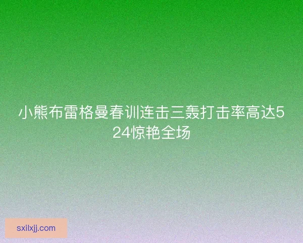 小熊布雷格曼春训连击三轰打击率高达524惊艳全场