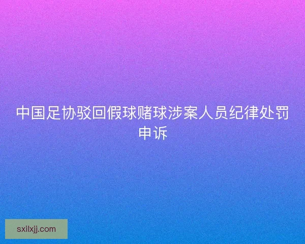 中国足协驳回假球赌球涉案人员纪律处罚申诉