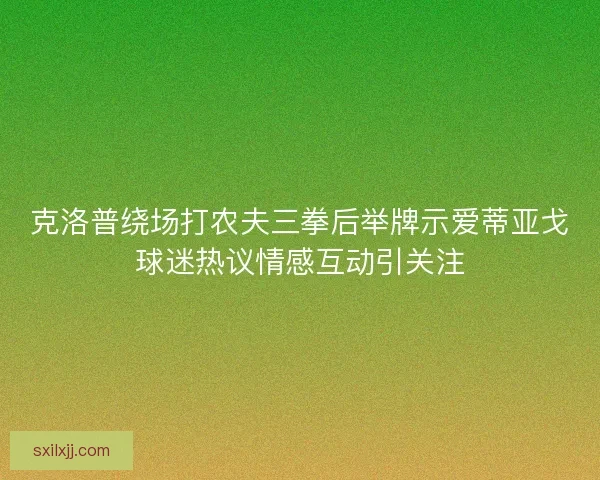 克洛普绕场打农夫三拳后举牌示爱蒂亚戈球迷热议情感互动引关注